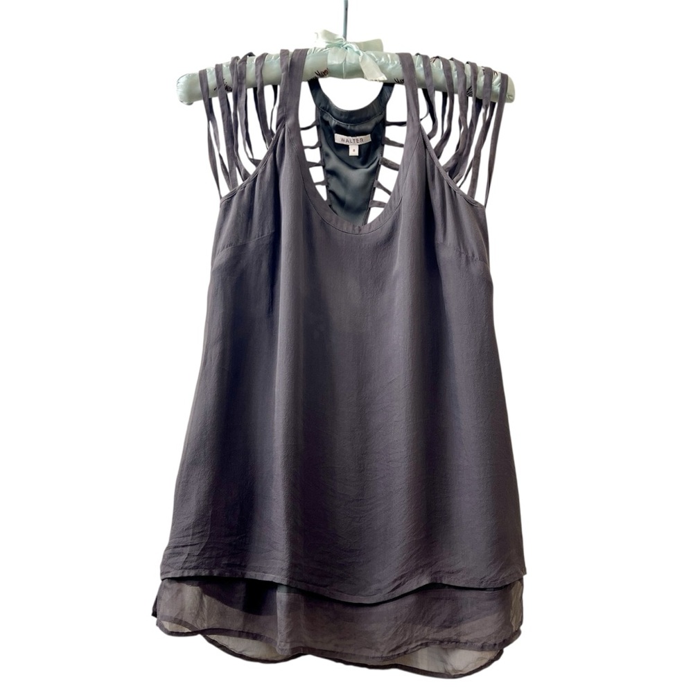Walter Silver Gray Silk Sleeveless Women's Tunic